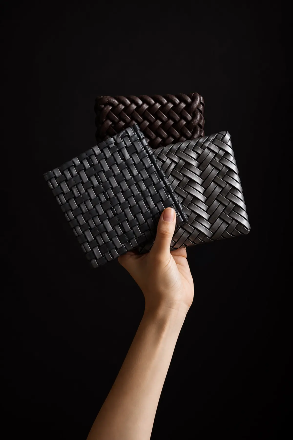 Three synthetic rattan weave samples in different patterns — Nextouch